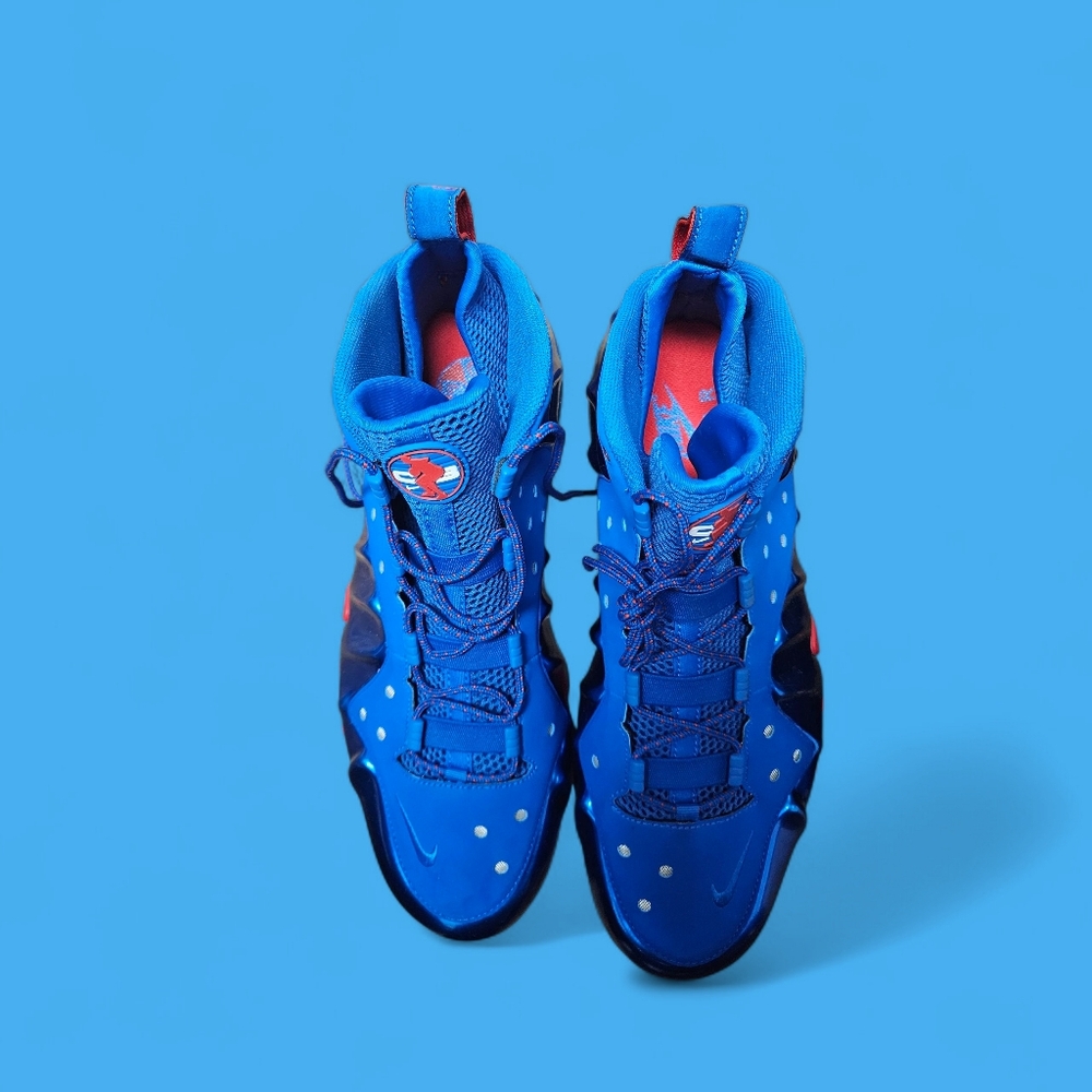 Blue Athletic Sneakers with Red Accents